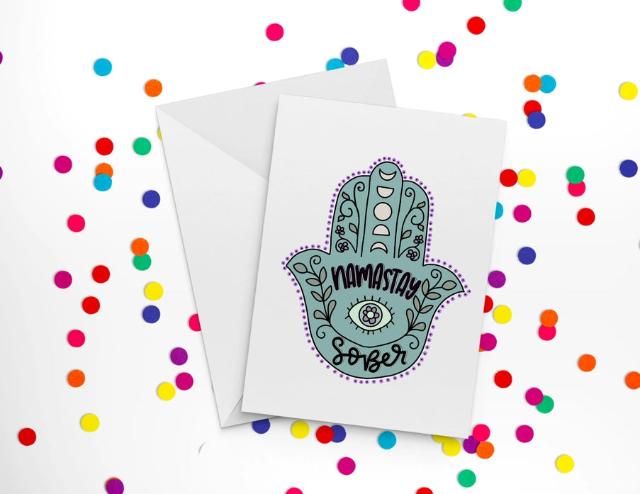 "Namastay Sober" greeting card
