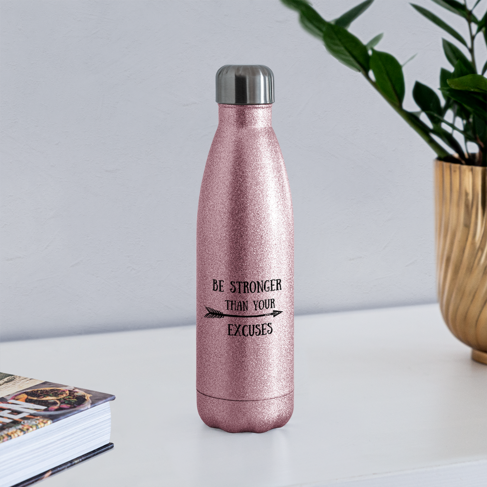 Insulated Stainless Steel Water Bottle - pink glitter