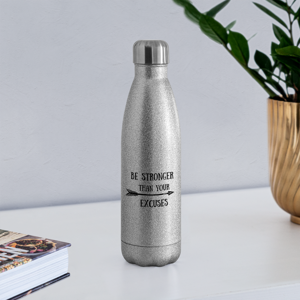 Insulated Stainless Steel Water Bottle - silver glitter