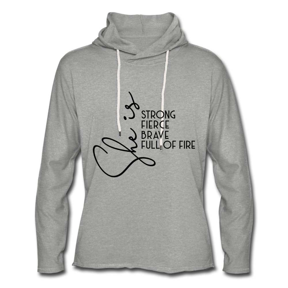 She is Strong Unisex Lightweight Terry Hoodie - heather gray