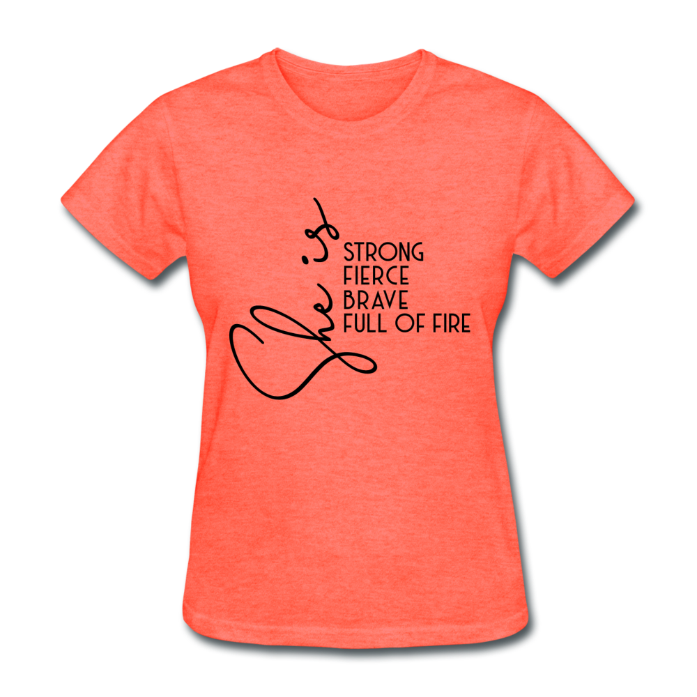 She is Strong Women's T-Shirt - heather coral