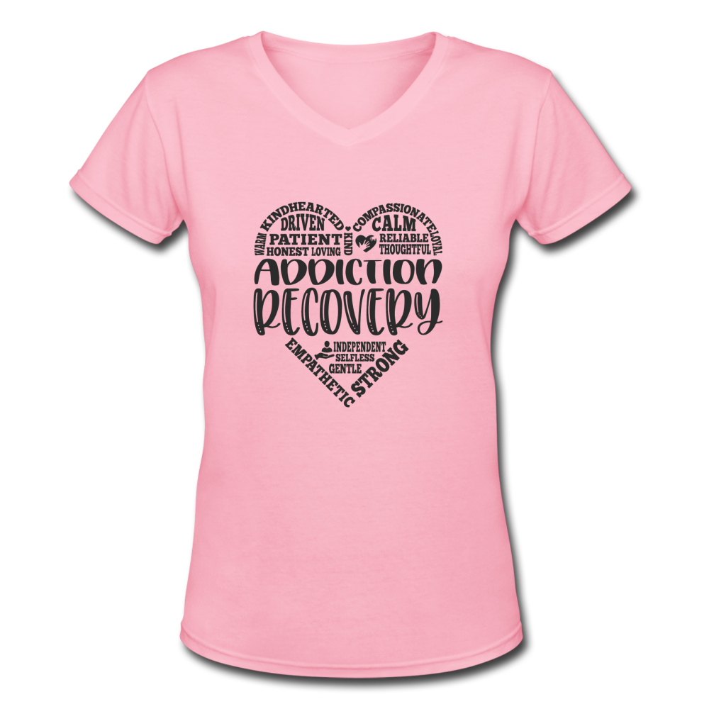 Addiction Recovery Women's V-Neck T-Shirt - pink