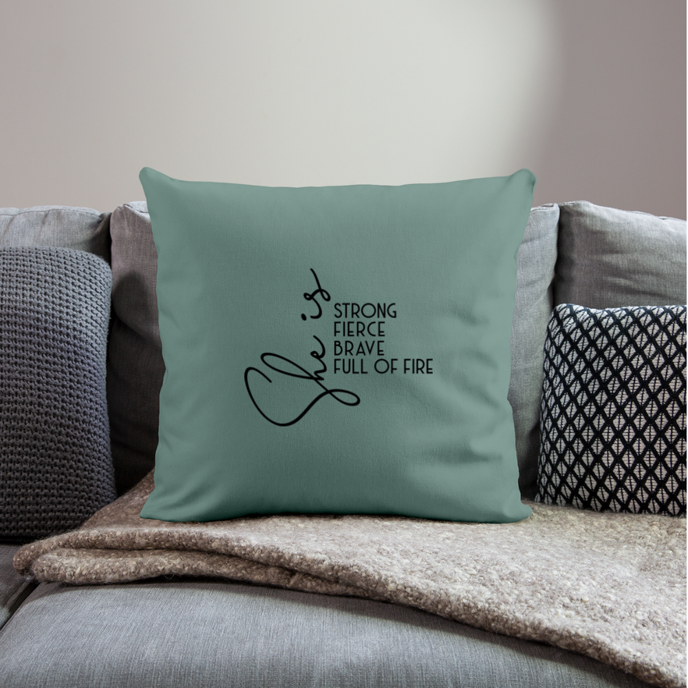 She is Strong Throw Pillow Cover 18” x 18” - cypress green