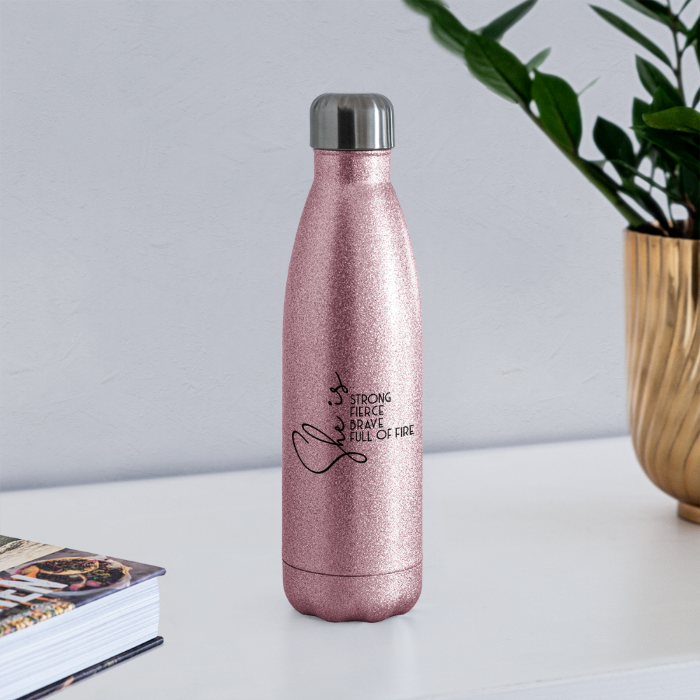 She is Insulated Stainless Steel Water Bottle - pink glitter