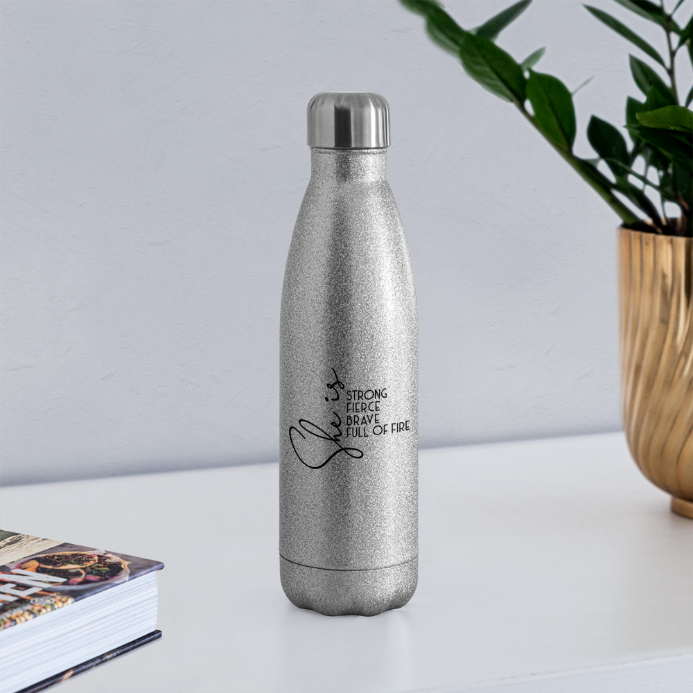 She is Insulated Stainless Steel Water Bottle - silver glitter