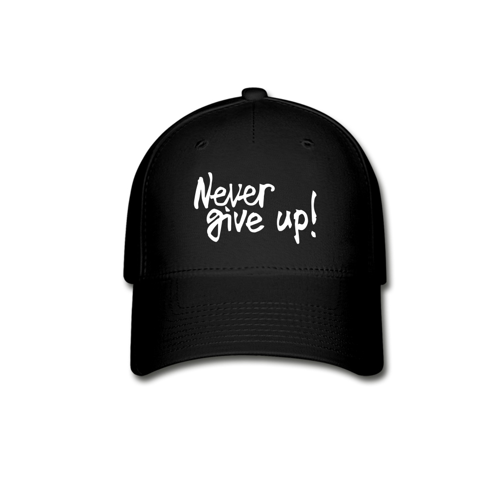 Never Give Up Baseball Cap - black
